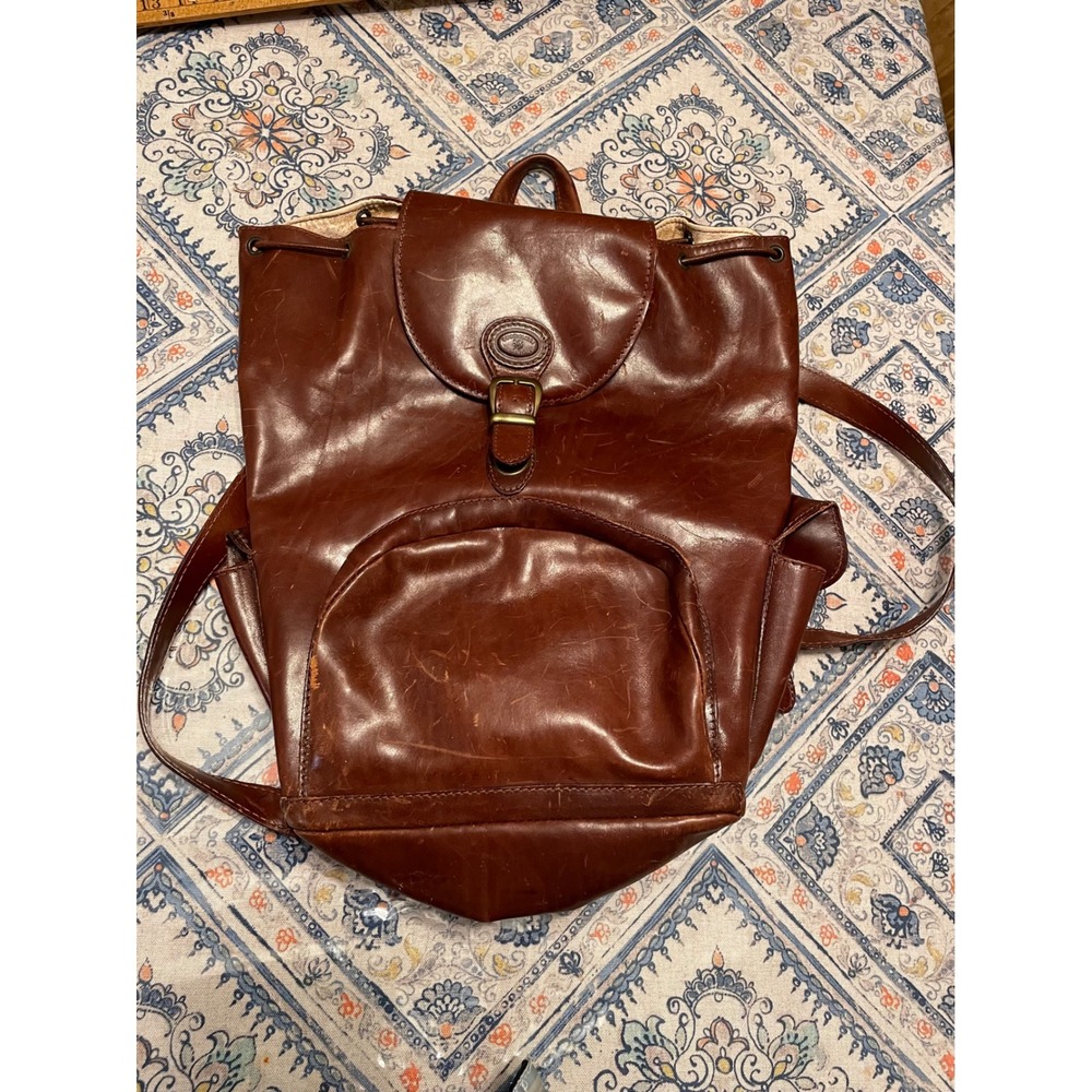 Bussiglieri Roma Italy Vintage Brown Leather Backpack Rucksack Made in Italy